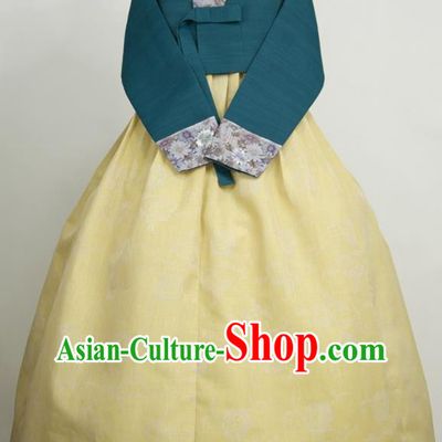 Korea Classical Hanbok Atrovirens Blouse and Yellow Dress Traditional Wedding Celebration Clothing Korean Bride Mother Fashion Costumes