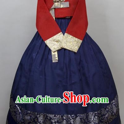 Korea Celebration Fashion Costumes Korean Elderly Woman Classical Hanbok Red Blouse and Navy Dress Traditional Wedding Mother Clothing