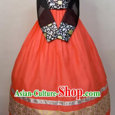 Korean Court Ceremony Hanbok Festival Clothing Woman Fashion Black Blouse and Red Dress Traditional Wedding Bride Costumes