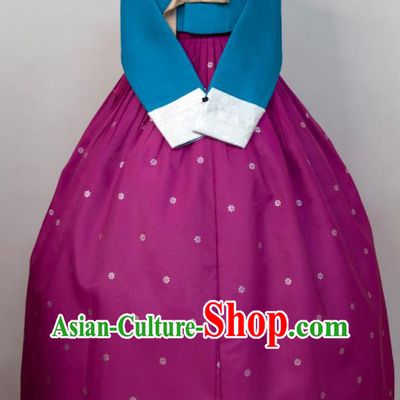 Korean Court Ceremony Hanbok Woman Fashion Blue Blouse and Purple Dress Wedding Bride Costumes Traditional Festival Clothing