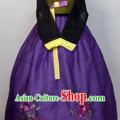 Korean Traditional Festival Clothing Court Ceremony Hanbok Woman Fashion Green Blouse and Purple Dress Wedding Bride Costumes