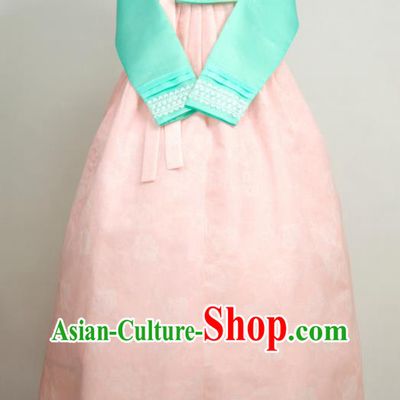 Korean Wedding Bride Costumes Traditional Festival Clothing Court Woman Fashion Hanbok Green Blouse and Pink Dress