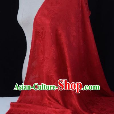 Chinese High Quality Cheongsam Cloth Classical Peony Butterfly Pattern DIY Fabric Silk Fabric Red Gambiered Guangdong Gauze