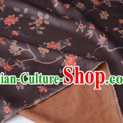 Chinese Brown Gambiered Guangdong Gauze High Quality Cheongsam Cloth Classical Peony Pattern DIY Satin Fabric Silk Fabric