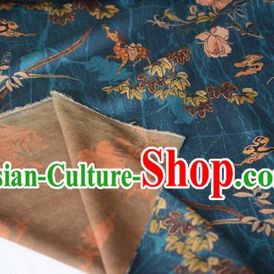 Chinese Silk Fabric Blue Gambiered Guangdong Gauze High Quality Cheongsam Cloth Classical Maple Bamboo Pattern DIY Satin Fabric