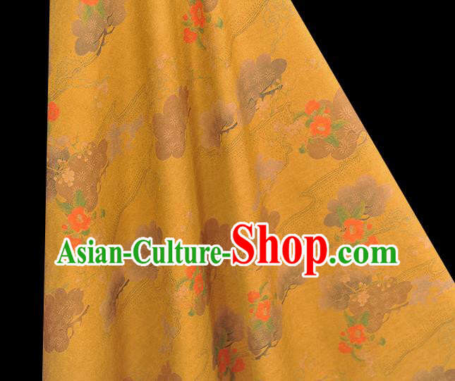 Chinese Cheongsam Cloth Traditional Flowers Pattern DIY Fabric Silk Fabric Yellow Gambiered Guangdong Gauze Chinese Cheongsam Cloth Traditional Flowers Pattern DIY Fabric Silk Fabric Yellow Gambiered Guangdong Gauze