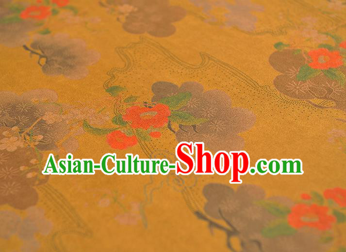 Chinese Cheongsam Cloth Traditional Flowers Pattern DIY Fabric Silk Fabric Yellow Gambiered Guangdong Gauze Chinese Cheongsam Cloth Traditional Flowers Pattern DIY Fabric Silk Fabric Yellow Gambiered Guangdong Gauze