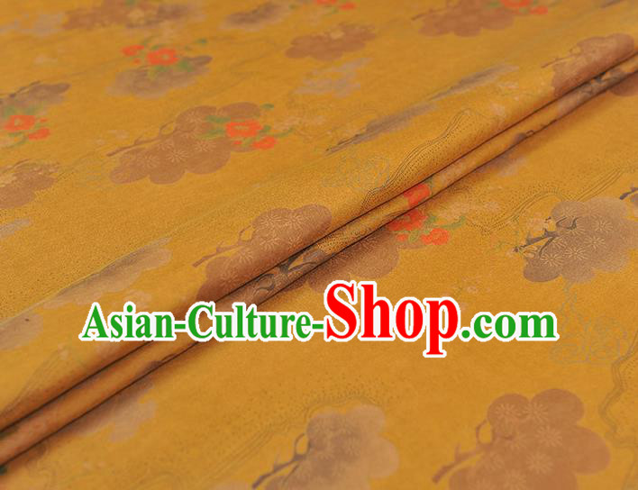 Chinese Cheongsam Cloth Traditional Flowers Pattern DIY Fabric Silk Fabric Yellow Gambiered Guangdong Gauze Chinese Cheongsam Cloth Traditional Flowers Pattern DIY Fabric Silk Fabric Yellow Gambiered Guangdong Gauze
