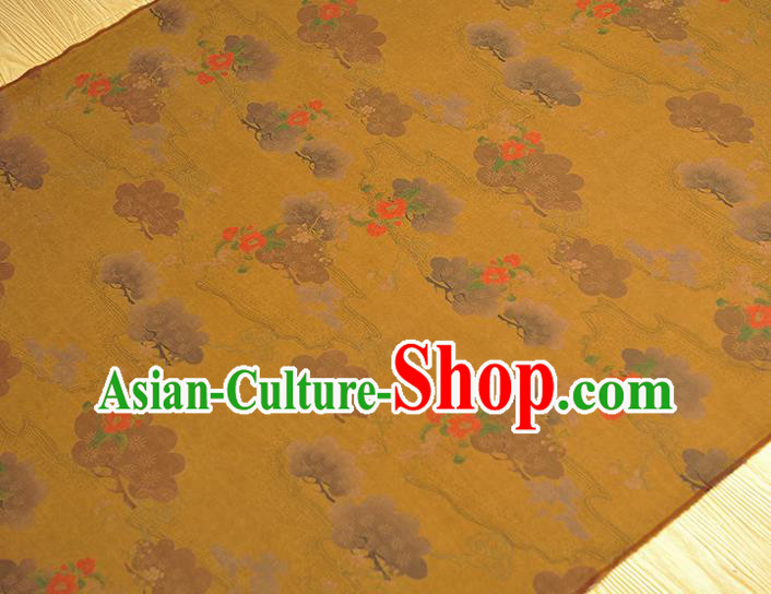 Chinese Cheongsam Cloth Traditional Flowers Pattern DIY Fabric Silk Fabric Yellow Gambiered Guangdong Gauze Chinese Cheongsam Cloth Traditional Flowers Pattern DIY Fabric Silk Fabric Yellow Gambiered Guangdong Gauze