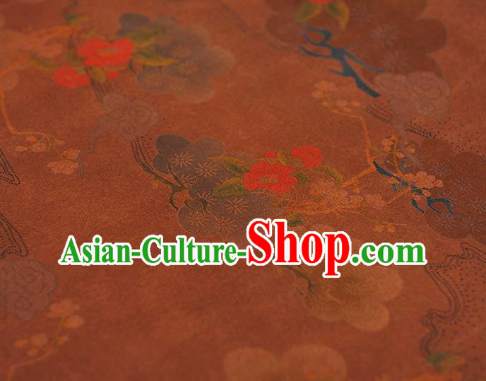Chinese Silk Fabric Brown Gambiered Guangdong Gauze Cheongsam Cloth Traditional Flowers Pattern DIY Fabric Chinese Silk Fabric Brown Gambiered Guangdong Gauze Cheongsam Cloth Traditional Flowers Pattern DIY Fabric