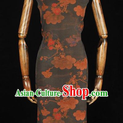 Chinese Traditional Flowers Pattern DIY Fabric Silk Fabric Black Gambiered Guangdong Gauze Cheongsam Cloth