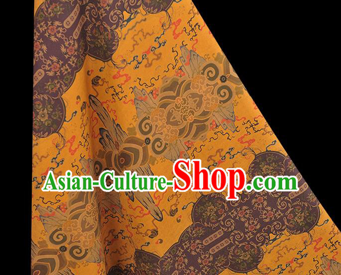 Chinese Traditional Mountain Pattern DIY Fabric Purple Gambiered Guangdong Gauze Cheongsam Silk Cloth Chinese Traditional Mountain Pattern DIY Fabric Purple Gambiered Guangdong Gauze Cheongsam Silk Cloth