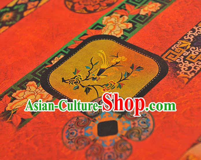 Chinese Cheongsam Silk Cloth Red Gambiered Guangdong Gauze Traditional Flowers Pattern Dress Fabric Chinese Cheongsam Silk Cloth Red Gambiered Guangdong Gauze Traditional Flowers Pattern Dress Fabric