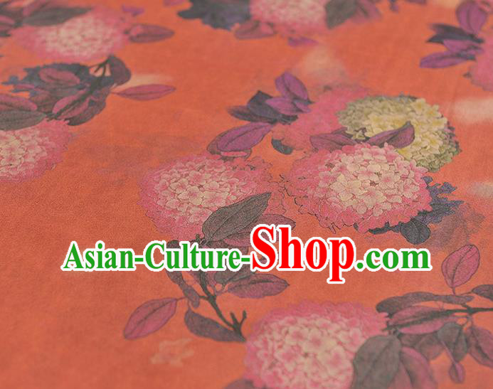 Chinese Cheongsam Red Gambiered Guangdong Gauze Traditional Hydrangea Pattern Dress Fabric Silk Cloth Chinese Cheongsam Red Gambiered Guangdong Gauze Traditional Hydrangea Pattern Dress Fabric Silk Cloth