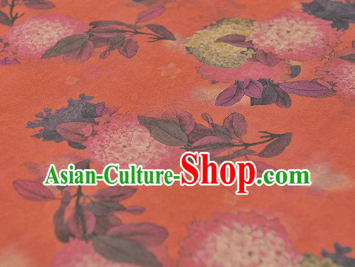 Chinese Cheongsam Red Gambiered Guangdong Gauze Traditional Hydrangea Pattern Dress Fabric Silk Cloth Chinese Cheongsam Red Gambiered Guangdong Gauze Traditional Hydrangea Pattern Dress Fabric Silk Cloth