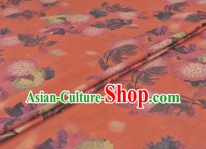 Chinese Cheongsam Red Gambiered Guangdong Gauze Traditional Hydrangea Pattern Dress Fabric Silk Cloth Chinese Cheongsam Red Gambiered Guangdong Gauze Traditional Hydrangea Pattern Dress Fabric Silk Cloth