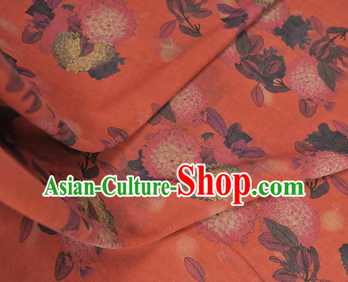 Chinese Cheongsam Red Gambiered Guangdong Gauze Traditional Hydrangea Pattern Dress Fabric Silk Cloth Chinese Cheongsam Red Gambiered Guangdong Gauze Traditional Hydrangea Pattern Dress Fabric Silk Cloth