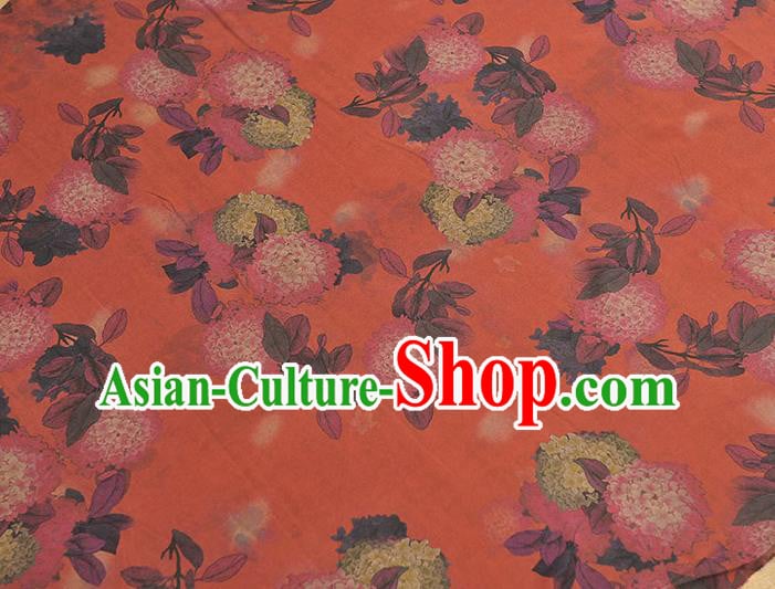 Chinese Cheongsam Red Gambiered Guangdong Gauze Traditional Hydrangea Pattern Dress Fabric Silk Cloth Chinese Cheongsam Red Gambiered Guangdong Gauze Traditional Hydrangea Pattern Dress Fabric Silk Cloth