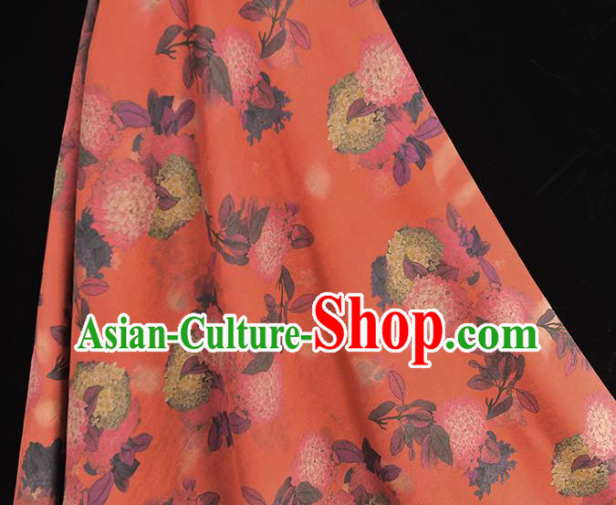 Chinese Cheongsam Red Gambiered Guangdong Gauze Traditional Hydrangea Pattern Dress Fabric Silk Cloth Chinese Cheongsam Red Gambiered Guangdong Gauze Traditional Hydrangea Pattern Dress Fabric Silk Cloth