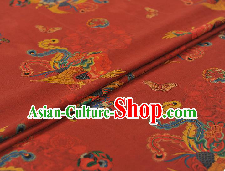 Chinese Red Gambiered Guangdong Gauze Traditional Phoenix Pattern Wedding Dress Fabric Cheongsam Silk Cloth Chinese Red Gambiered Guangdong Gauze Traditional Phoenix Pattern Wedding Dress Fabric Cheongsam Silk Cloth