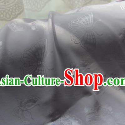 Chinese Traditional Cheongsam Jacquard Drapery Silk Fabric Classical Butterfly Pattern Brocade Lilac Satin Cloth