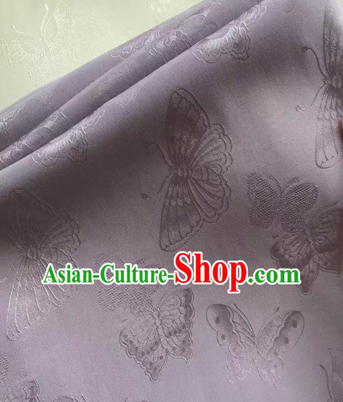 Chinese Traditional Cheongsam Jacquard Drapery Silk Fabric Classical Butterfly Pattern Brocade Lilac Satin Cloth Chinese Traditional Cheongsam Jacquard Drapery Silk Fabric Classical Butterfly Pattern Brocade Lilac Satin Cloth