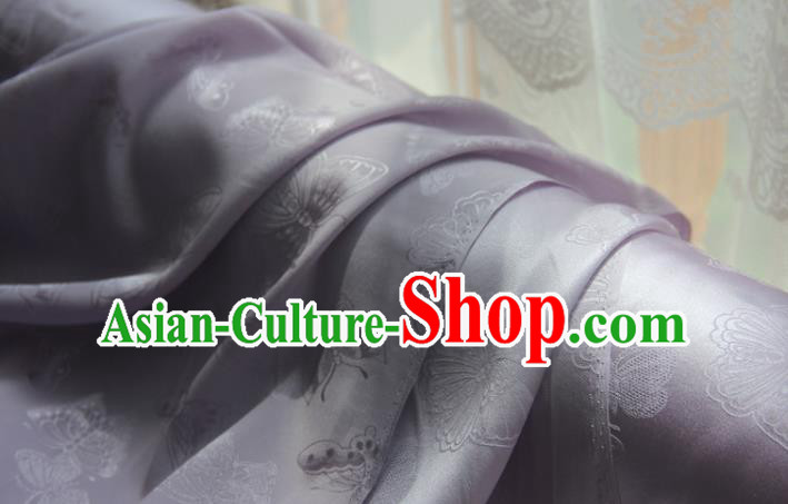 Chinese Traditional Cheongsam Jacquard Drapery Silk Fabric Classical Butterfly Pattern Brocade Lilac Satin Cloth Chinese Traditional Cheongsam Jacquard Drapery Silk Fabric Classical Butterfly Pattern Brocade Lilac Satin Cloth
