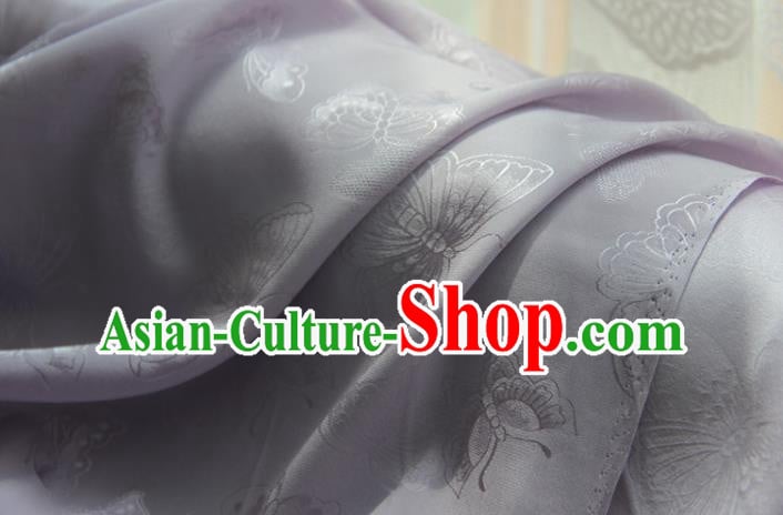 Chinese Traditional Cheongsam Jacquard Drapery Silk Fabric Classical Butterfly Pattern Brocade Lilac Satin Cloth Chinese Traditional Cheongsam Jacquard Drapery Silk Fabric Classical Butterfly Pattern Brocade Lilac Satin Cloth
