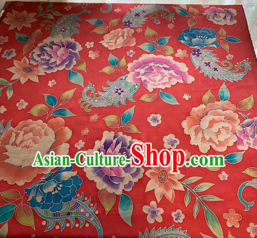 Chinese Silk Fabric Classical Pattern Brocade Red Satin Cloth Traditional Cheongsam Jacquard Drapery Chinese Silk Fabric Classical Pattern Brocade Red Satin Cloth Traditional Cheongsam Jacquard Drapery