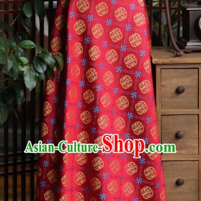 Chinese Silk Fabric Classical Lucky Pattern Song Brocade Red Tapestry Cloth Traditional Cheongsam Jacquard Drapery