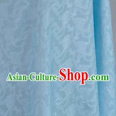 Chinese Silk Fabric Classical Cloud Pattern Blue Brocade Tapestry Cloth Traditional Qipao Dress Jacquard Drapery