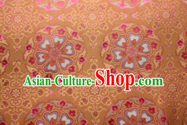Chinese Silk Fabric Classical Flowers Pattern Brocade Orange Tapestry Cloth Traditional Qipao Dress Drapery Chinese Silk Fabric Classical Flowers Pattern Brocade Orange Tapestry Cloth Traditional Qipao Dress Drapery