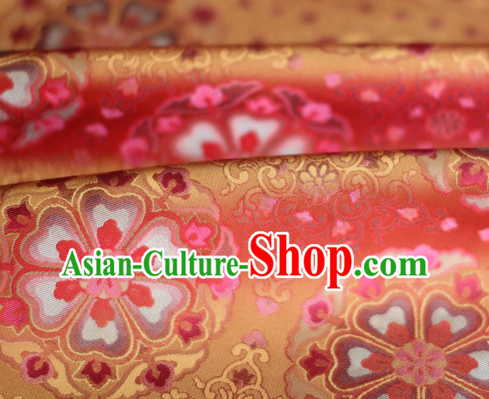Chinese Silk Fabric Classical Flowers Pattern Brocade Orange Tapestry Cloth Traditional Qipao Dress Drapery Chinese Silk Fabric Classical Flowers Pattern Brocade Orange Tapestry Cloth Traditional Qipao Dress Drapery