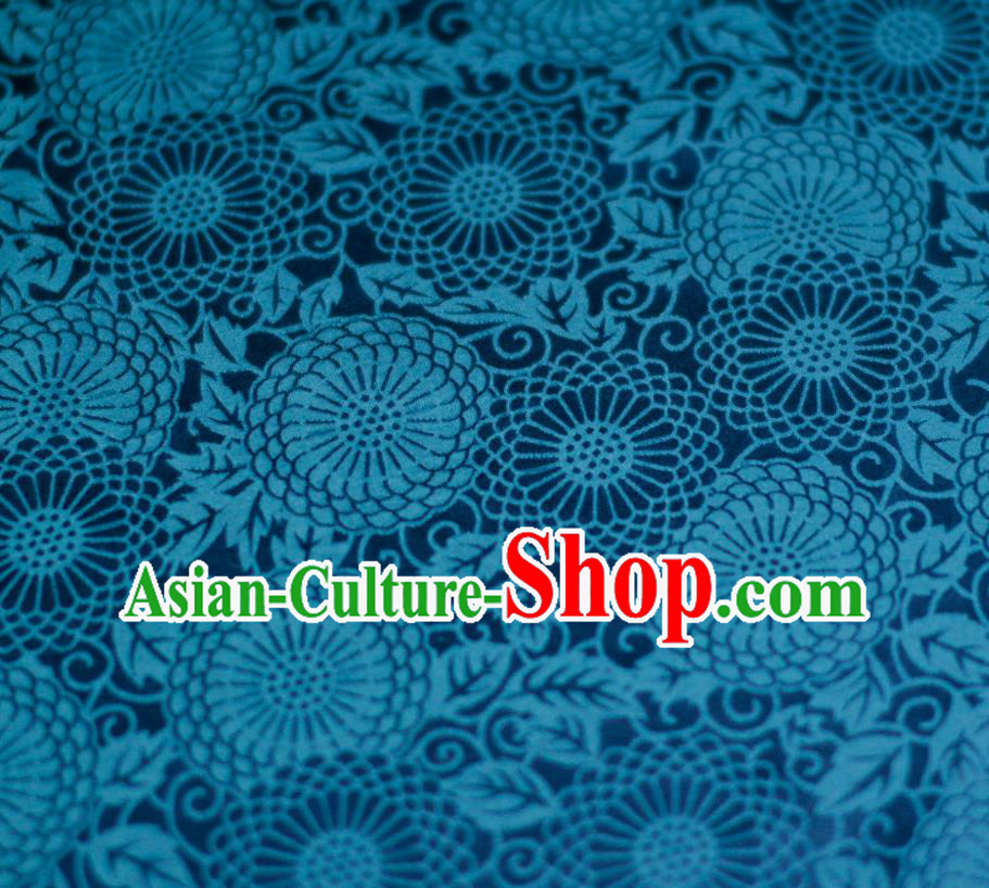 Chinese Blue Tapestry Cloth Traditional Qipao Dress Drapery Silk Fabric Classical Calendula Pattern Brocade Chinese Blue Tapestry Cloth Traditional Qipao Dress Drapery Silk Fabric Classical Calendula Pattern Brocade