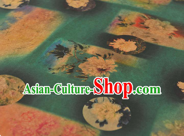 Chinese Cheongsam Green Silk Cloth Gambiered Guangdong Gauze Traditional Peony Pattern Dress Fabric Chinese Cheongsam Green Silk Cloth Gambiered Guangdong Gauze Traditional Peony Pattern Dress Fabric