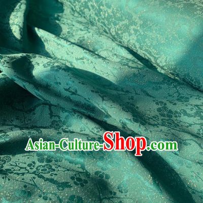 Chinese Classical Plum Blossom Pattern Brocade Cloth Jacquard Tapestry Material Traditional Tang Suit Drapery Green Silk Fabric