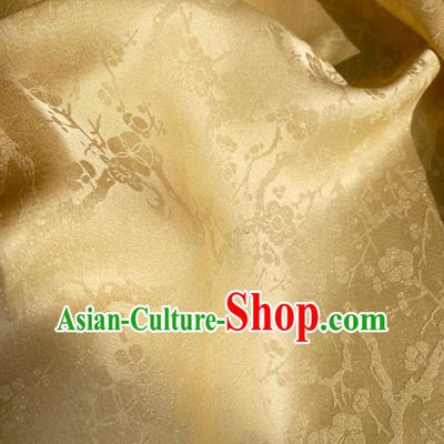 Chinese Light Golden Silk Fabric Classical Plum Blossom Pattern Brocade Cloth Jacquard Tapestry Material Traditional Tang Suit Drapery