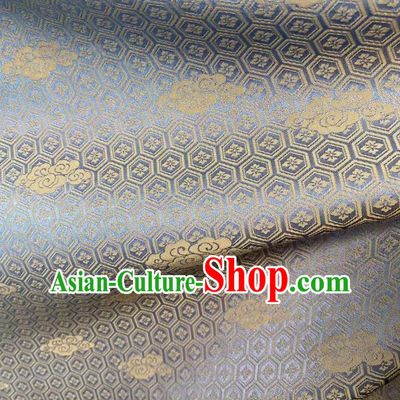 Chinese Traditional Qipao Dress Drapery Silk Fabric Classical Septaria Pattern Blue Brocade Jacquard Tapestry Cloth