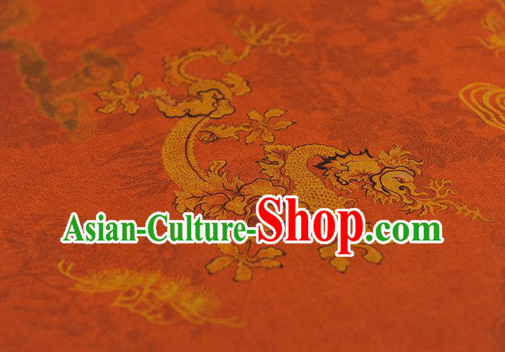 Chinese Traditional Dragon Phoenix Pattern Dress Fabric Cheongsam Silk Cloth Orange Gambiered Guangdong Gauze Chinese Traditional Dragon Phoenix Pattern Dress Fabric Cheongsam Silk Cloth Orange Gambiered Guangdong Gauze