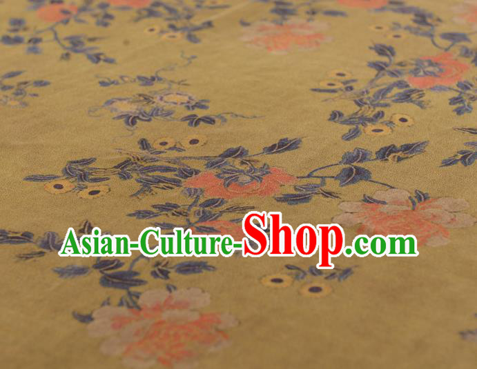 Top Chinese Yellow Gambiered Guangdong Gauze Traditional Flowers Pattern Dress Cloth Cheongsam Silk Fabric Top Chinese Yellow Gambiered Guangdong Gauze Traditional Flowers Pattern Dress Cloth Cheongsam Silk Fabric