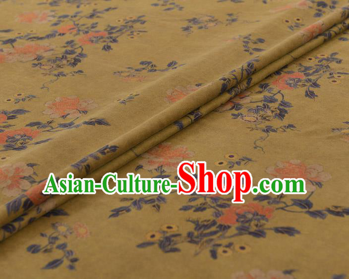 Top Chinese Yellow Gambiered Guangdong Gauze Traditional Flowers Pattern Dress Cloth Cheongsam Silk Fabric Top Chinese Yellow Gambiered Guangdong Gauze Traditional Flowers Pattern Dress Cloth Cheongsam Silk Fabric