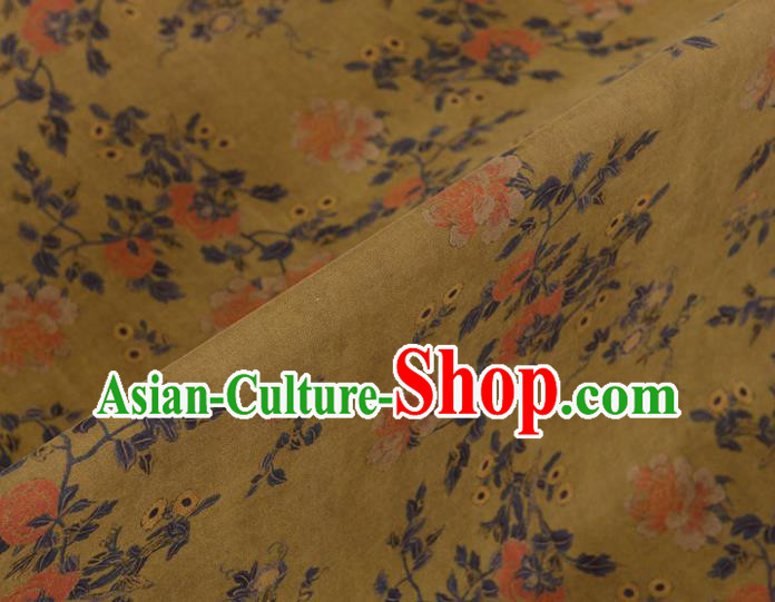 Top Chinese Yellow Gambiered Guangdong Gauze Traditional Flowers Pattern Dress Cloth Cheongsam Silk Fabric Top Chinese Yellow Gambiered Guangdong Gauze Traditional Flowers Pattern Dress Cloth Cheongsam Silk Fabric