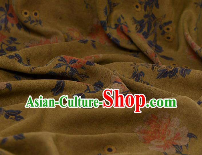 Top Chinese Yellow Gambiered Guangdong Gauze Traditional Flowers Pattern Dress Cloth Cheongsam Silk Fabric Top Chinese Yellow Gambiered Guangdong Gauze Traditional Flowers Pattern Dress Cloth Cheongsam Silk Fabric