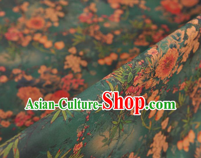Top Chinese Green Gambiered Guangdong Gauze Traditional Convallaria Pattern Dress Cloth Cheongsam Silk Fabric Top Chinese Green Gambiered Guangdong Gauze Traditional Convallaria Pattern Dress Cloth Cheongsam Silk Fabric
