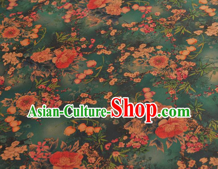 Top Chinese Green Gambiered Guangdong Gauze Traditional Convallaria Pattern Dress Cloth Cheongsam Silk Fabric Top Chinese Green Gambiered Guangdong Gauze Traditional Convallaria Pattern Dress Cloth Cheongsam Silk Fabric