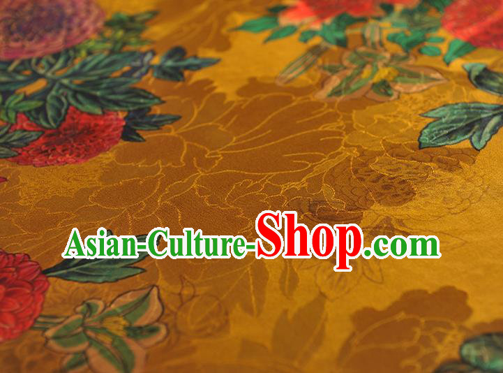 Top Chinese Cheongsam Golden Silk Fabric Gambiered Guangdong Gauze Traditional Jacquard Satin Cloth Top Chinese Cheongsam Golden Silk Fabric Gambiered Guangdong Gauze Traditional Jacquard Satin Cloth