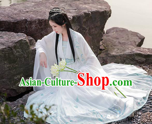 China Ancient Lotus Fairy Hanfu Dress Traditional Tang Dynasty Princess Garment Clothing China Ancient Lotus Fairy Hanfu Dress Traditional Tang Dynasty Princess Garment Clothing