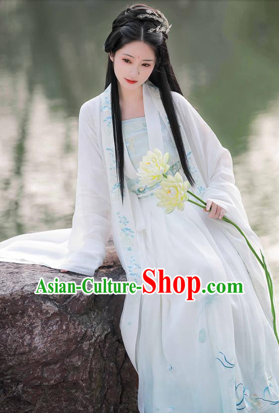 China Ancient Lotus Fairy Hanfu Dress Traditional Tang Dynasty Princess Garment Clothing China Ancient Lotus Fairy Hanfu Dress Traditional Tang Dynasty Princess Garment Clothing
