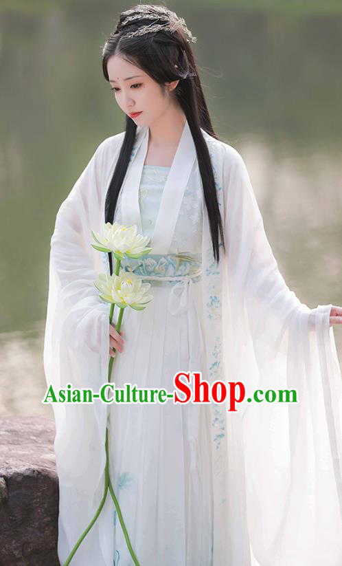 China Ancient Lotus Fairy Hanfu Dress Traditional Tang Dynasty Princess Garment Clothing China Ancient Lotus Fairy Hanfu Dress Traditional Tang Dynasty Princess Garment Clothing