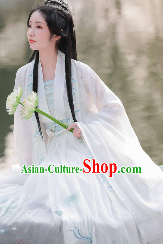 China Ancient Lotus Fairy Hanfu Dress Traditional Tang Dynasty Princess Garment Clothing China Ancient Lotus Fairy Hanfu Dress Traditional Tang Dynasty Princess Garment Clothing